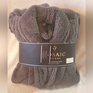 Mosaic Bath & Spa Luxury Shearling Robe - One Size Dark Gray